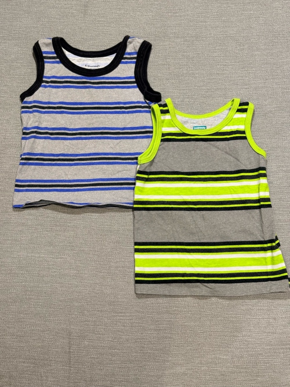 Garanimals Boys' Striped Tank Tops - Gray with Blue & Gray with Neon Yellow